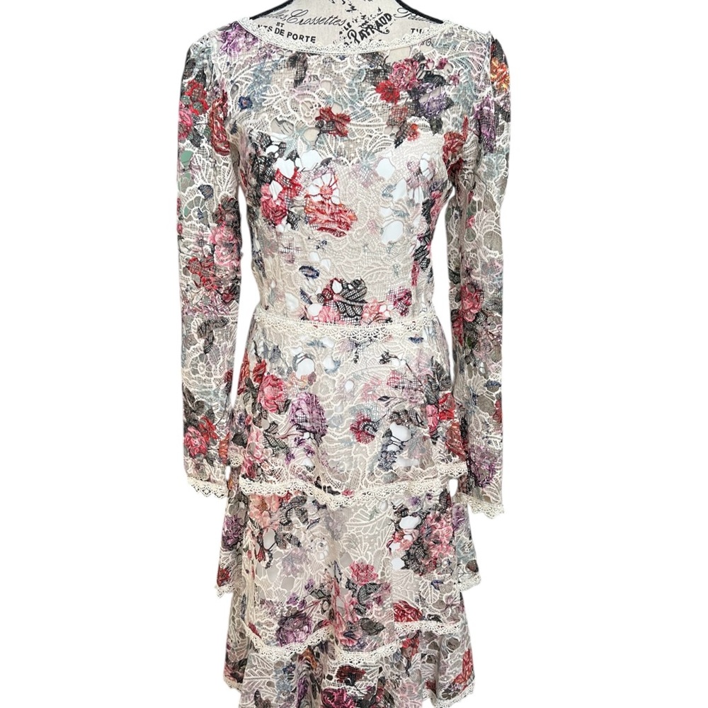 Marchesa Floral Lace Long Sleeve Dress NWOT
